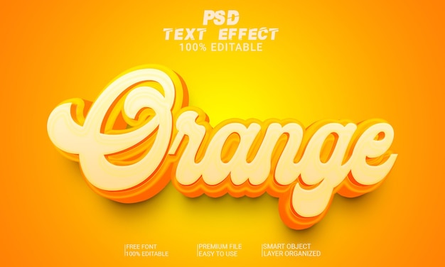 Arquivo PSD laranja com efeito de texto 3D