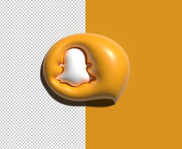 Arquivo PSD transparente 3D do logotipo de mídia social do Snapchat