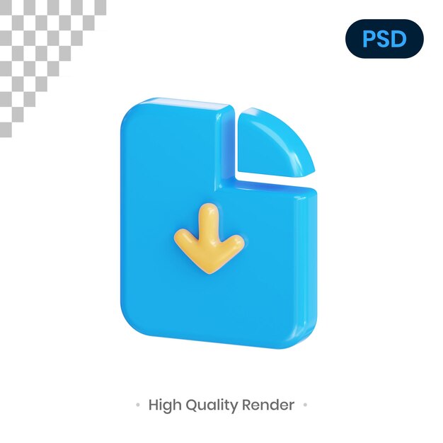 Arquivo Seta para Baixo Renderização em 3D Psd Premium