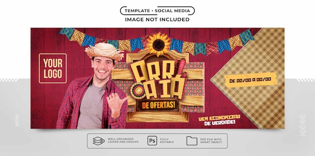 Arraia de banner de mídia social de ofertas