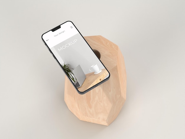 PSD arrangement élégant avec maquette de smartphone et vase