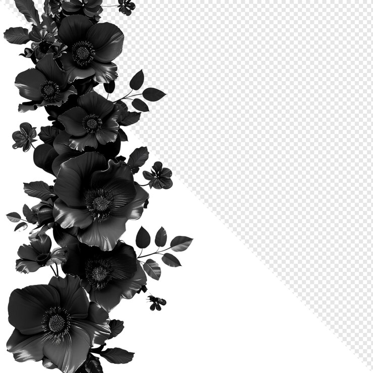 PSD arrangement de fleurs noires