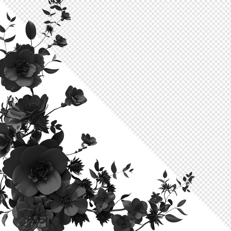 PSD arrangement floral noir et blanc