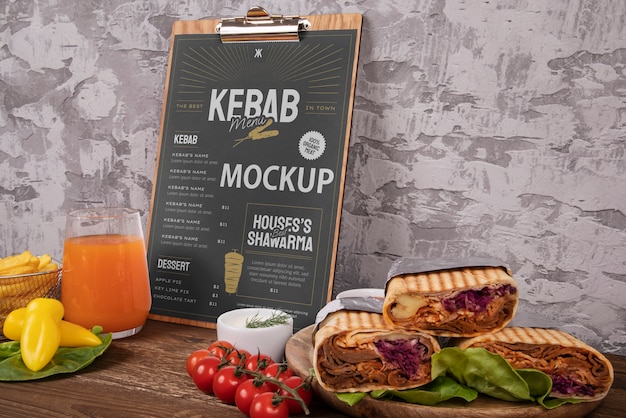 PSD arrangement de menu kebab savoureux