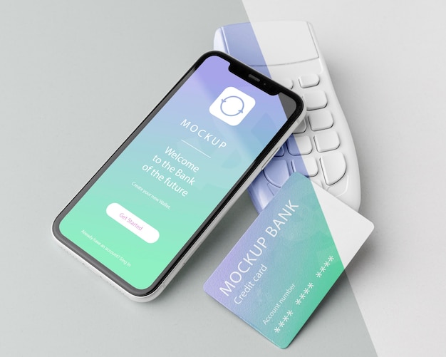 Arrangement mit Smart-Payment-App-Mock-up