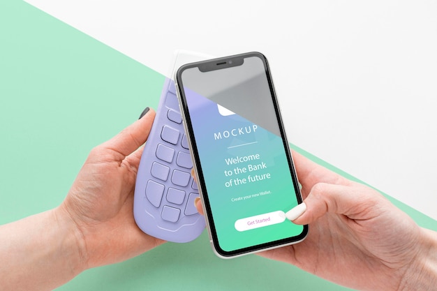 Arrangement mit Smartphone-Payment-App-Mock-up