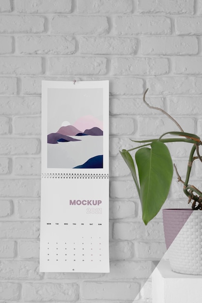 PSD arranjo de calendário de mock-up minimalista