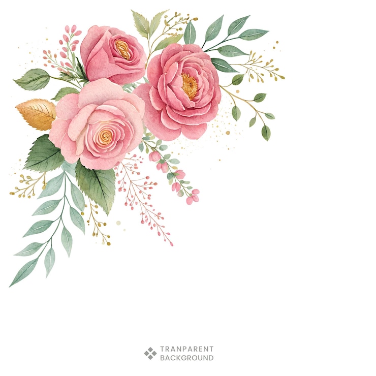 PSD arranjo de canto de bouquet de rosas rosas design elegante de canto floral