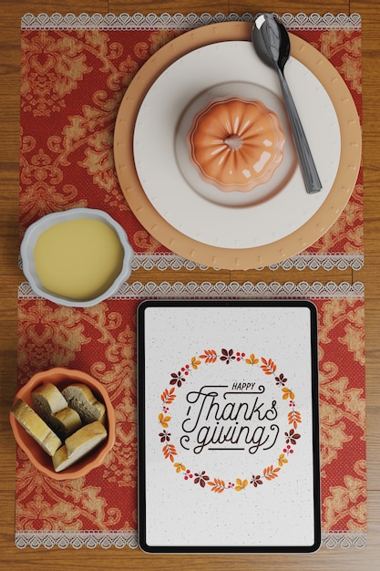 Arranjo de mesa para o dia de ação de Graças