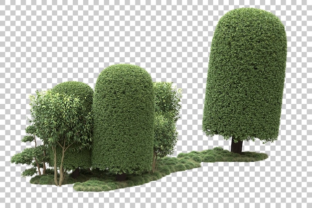 Arranjo de paisagem isolado na ilustração de renderização 3d de fundo transparente
