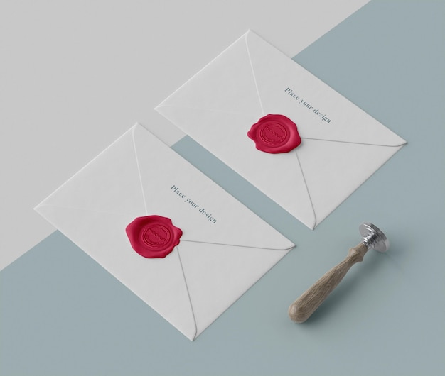 Arranjo de selo mock-up para envelope