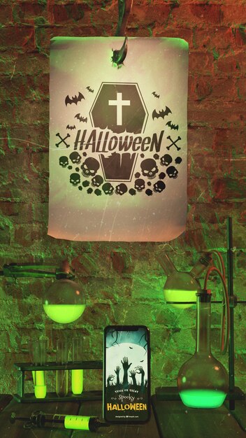 Arranjo para evento de halloween com papel velho