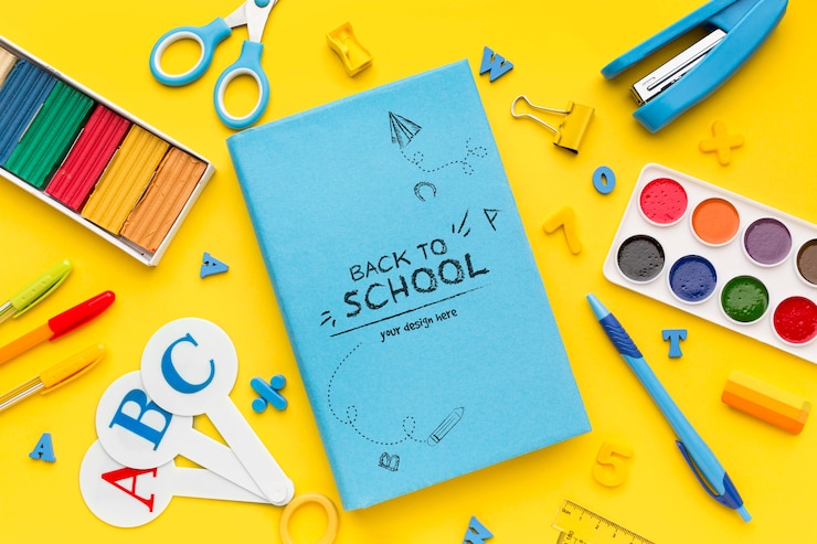 PSD arranjo plano de material escolar