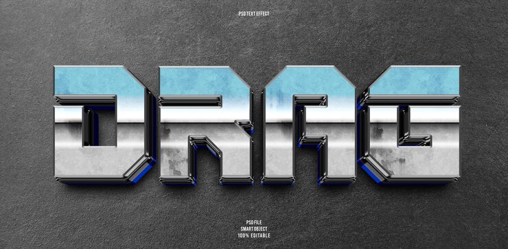 PSD arrastra el efecto de texto editable en 3d