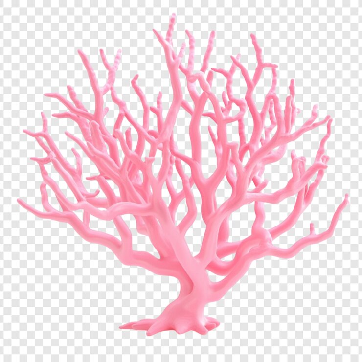 PSD un arrecife de coral rosado aislado sobre un fondo blanco una hermosa decoración oceánica