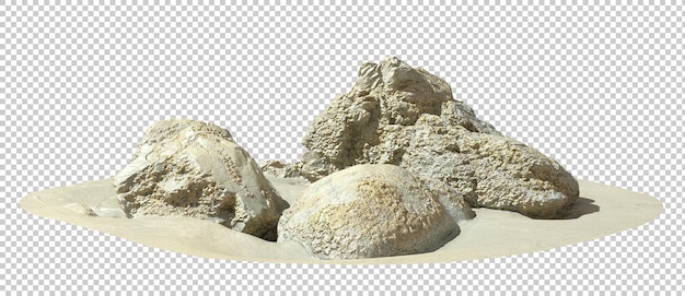 PSD arrecife de piedras recortadas en playas, render 3d