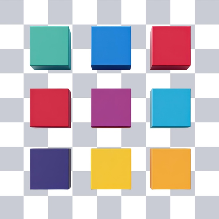 PSD arreglo de cajas rectangulares coloridas para el diseño de fondo transparente