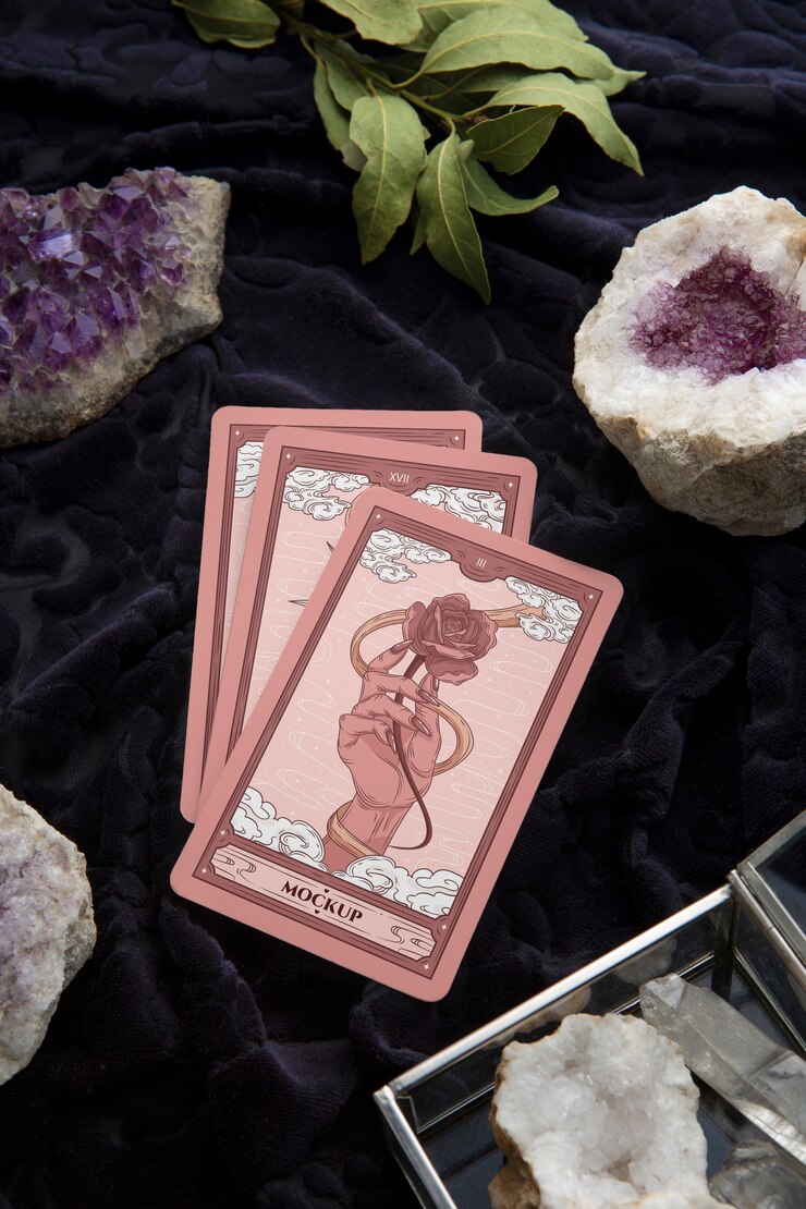 PSD arreglo de cartas de tarot de vista superior