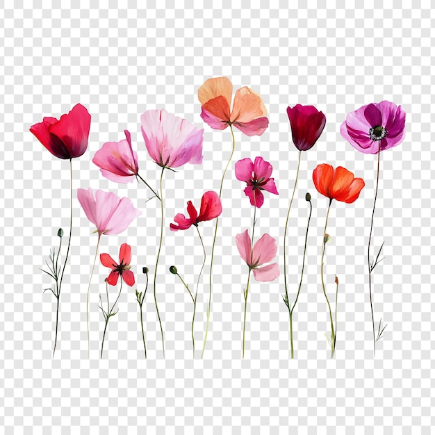Arreglo floral en acuarela con amapolas vibrantes