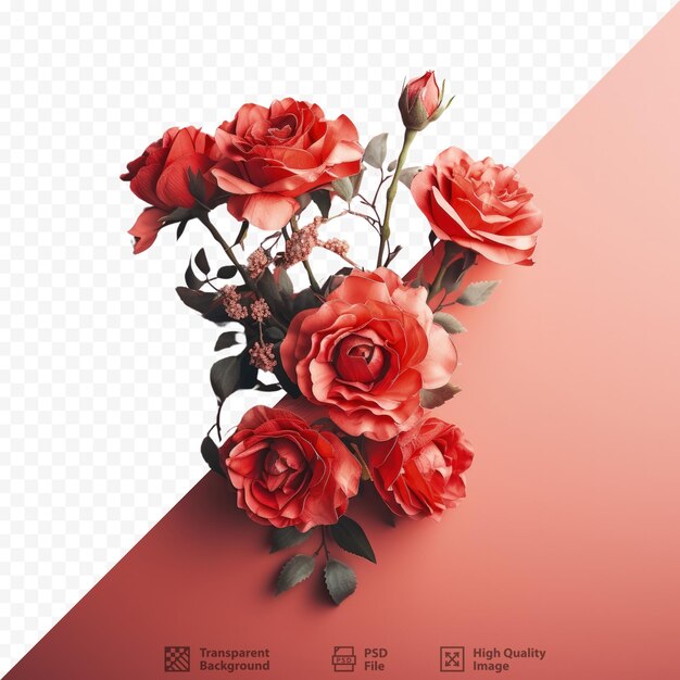 PSD arreglo floral para el día de san valentín con rosas rojas