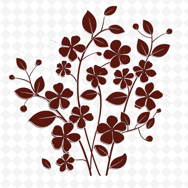 PSD un arreglo floral con hojas rojas en un fondo blanco