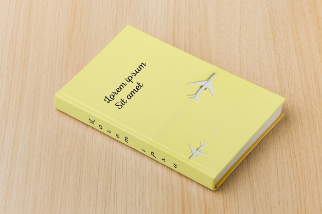 Arreglo de maqueta de portada de libro minimalista de ángulo alto