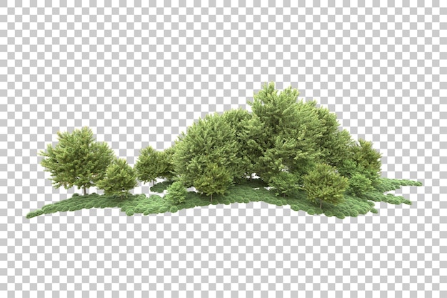 Arreglo del paisaje aislado en la ilustración de representación 3d de fondo transparente