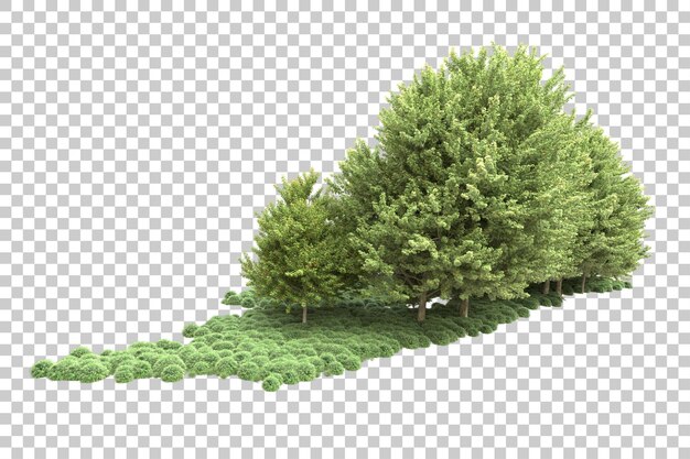 Arreglo del paisaje aislado en la ilustración de representación 3d de fondo transparente