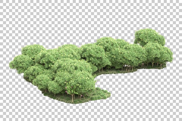 Arreglo del paisaje aislado en la ilustración de representación 3d de fondo transparente