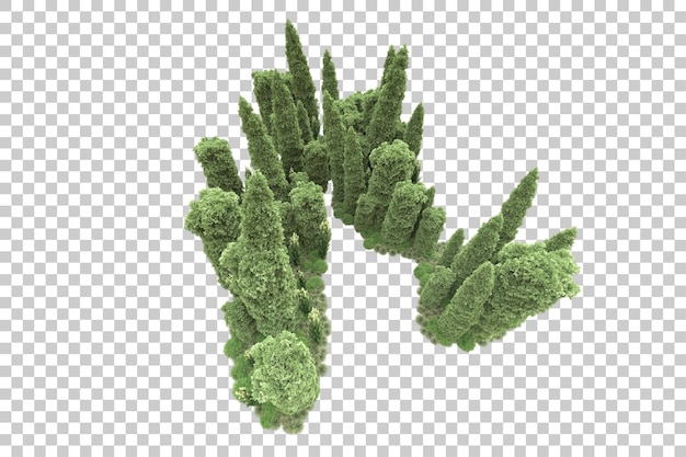 Arreglo del paisaje aislado en la ilustración de representación 3d de fondo transparente