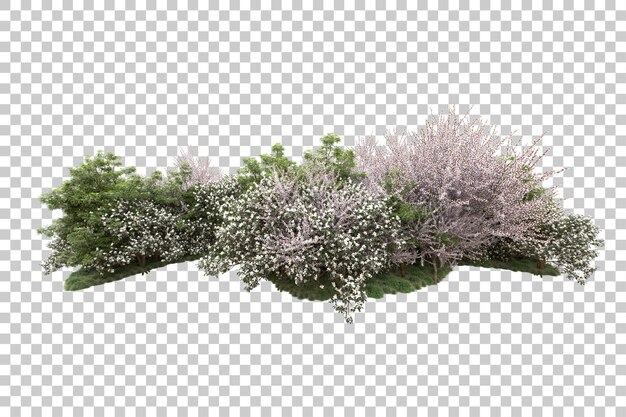 Arreglo del paisaje aislado en la ilustración de representación 3d de fondo transparente