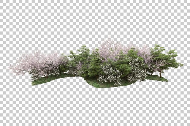 Arreglo del paisaje aislado en la ilustración de representación 3d de fondo transparente