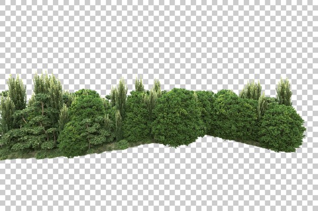 Arreglo del paisaje aislado en la ilustración de representación 3d de fondo transparente