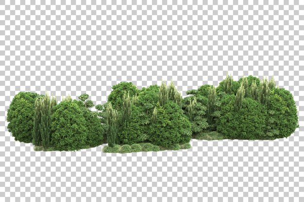 Arreglo del paisaje aislado en la ilustración de representación 3d de fondo transparente