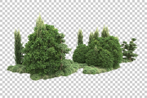 Arreglo del paisaje aislado en la ilustración de representación 3d de fondo transparente