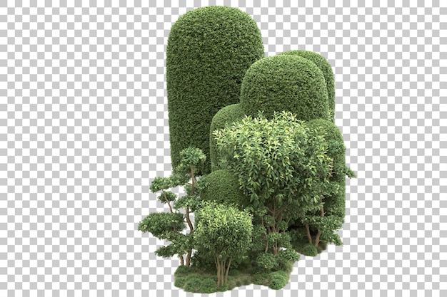 Arreglo del paisaje aislado en la ilustración de representación 3d de fondo transparente