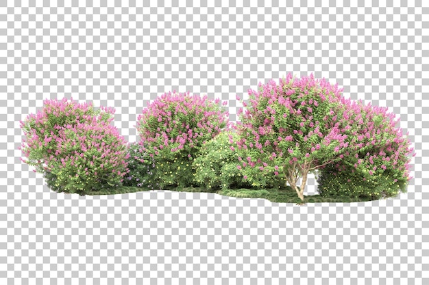 Arreglo del paisaje aislado en la ilustración de representación 3d de fondo transparente
