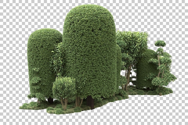 Arreglo del paisaje aislado en la ilustración de representación 3d de fondo transparente