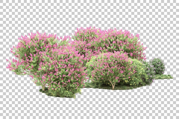 Arreglo del paisaje aislado en la ilustración de representación 3d de fondo transparente