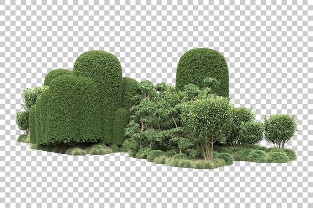 Arreglo del paisaje aislado en la ilustración de representación 3d de fondo transparente
