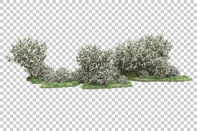 Arreglo del paisaje aislado en la ilustración de representación 3d de fondo transparente