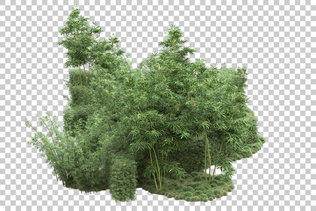 Arreglo del paisaje aislado en la ilustración de representación 3d de fondo transparente