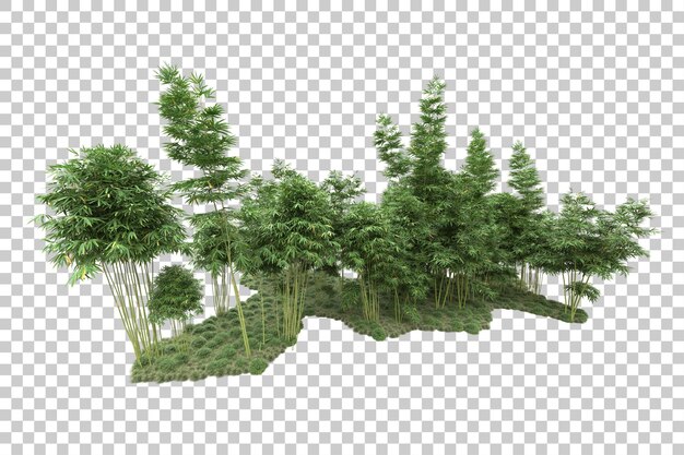 Arreglo del paisaje aislado en la ilustración de representación 3d de fondo transparente