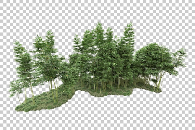 Arreglo del paisaje aislado en la ilustración de representación 3d de fondo transparente