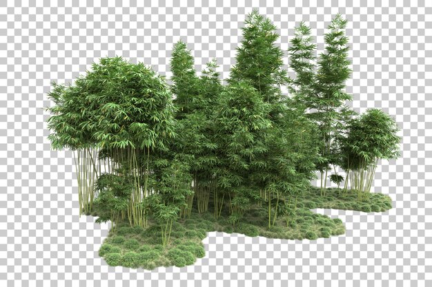 Arreglo del paisaje aislado en la ilustración de representación 3d de fondo transparente