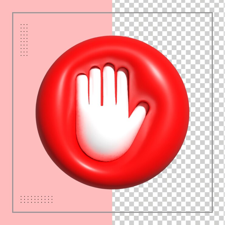 PSD arresta avviso o segnali di avvertimento rendering 3d di avviso isolato su uno sfondo trasparente