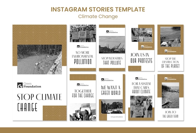 Arrêtez le modèle d'histoires instagram sur le changement climatique