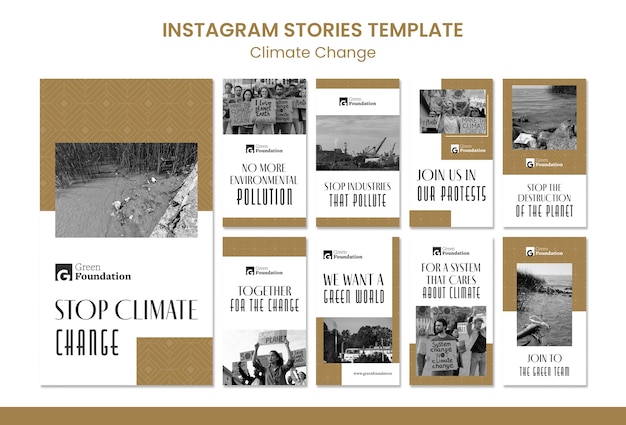 PSD arrêtez le modèle d'histoires instagram sur le changement climatique