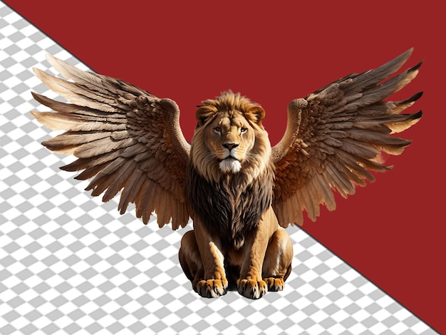 Arrière-plan 3d Ailes D'angle Avec Lumière De Lion Sur Fond Blanc