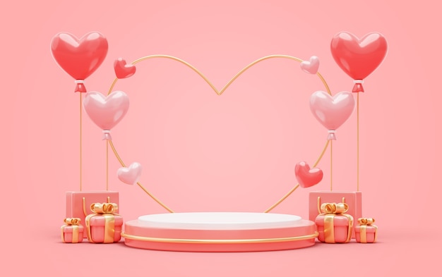 Arrière-plan 3D avec vente du jour de la Saint-Valentin